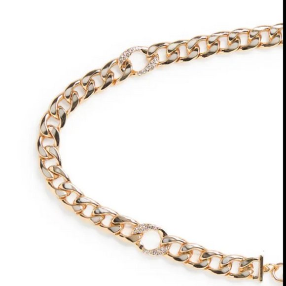 NEW Vince Camuto Sizes M/L, XL Embellished Bold Curb Link Chain Belt - Gold - Picture 2 of 2